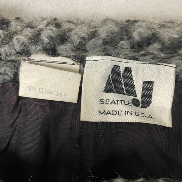 Vtg 70s MJ Seattle Womens XL Gray Mohair Wool Boucle A Line Skirt Made in USA - Picture 2 of 14
